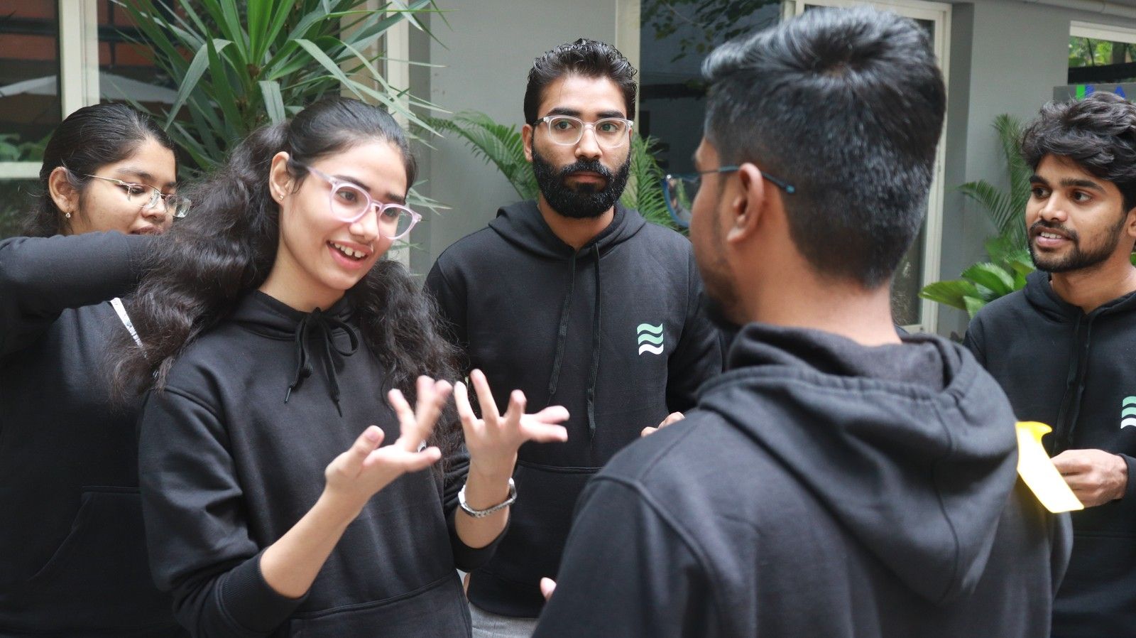 Bversity students in discussion on campus