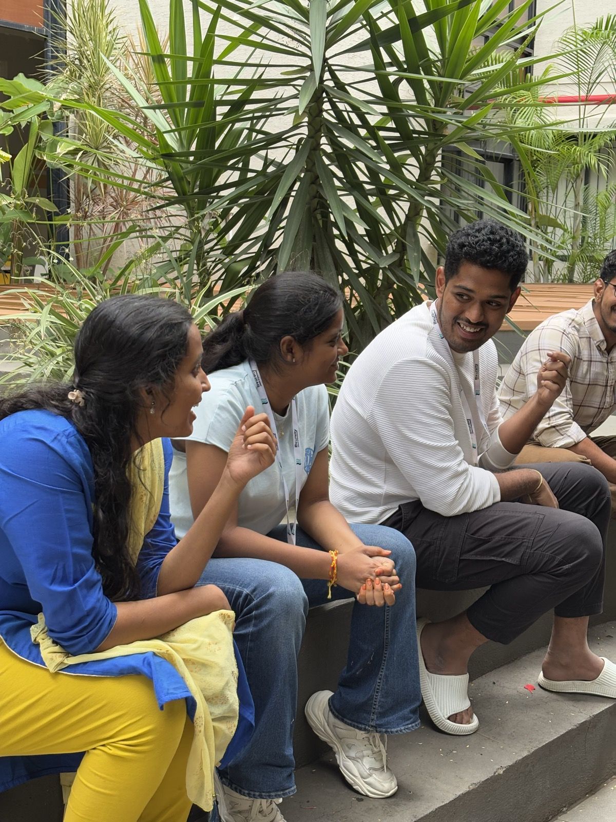 Students talking in the courtyard